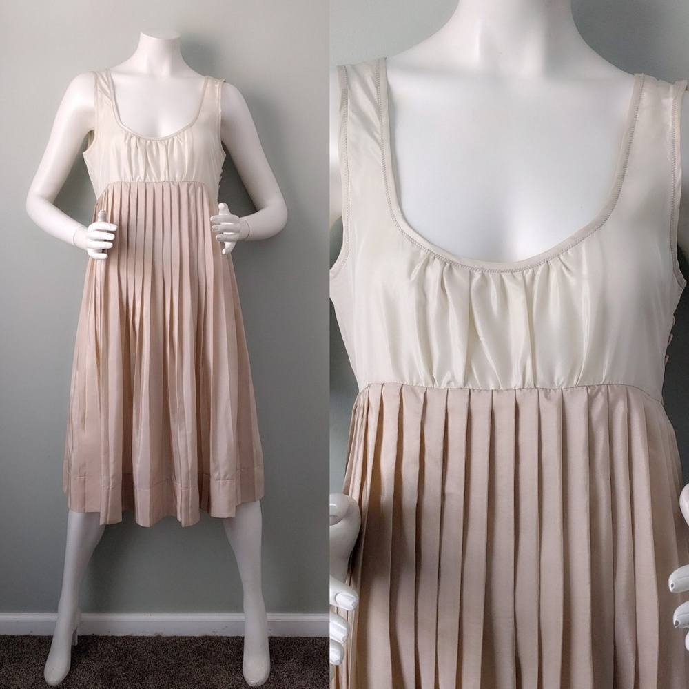 Wyeth Empire Waist Pink Pleated Slip Dress v-day